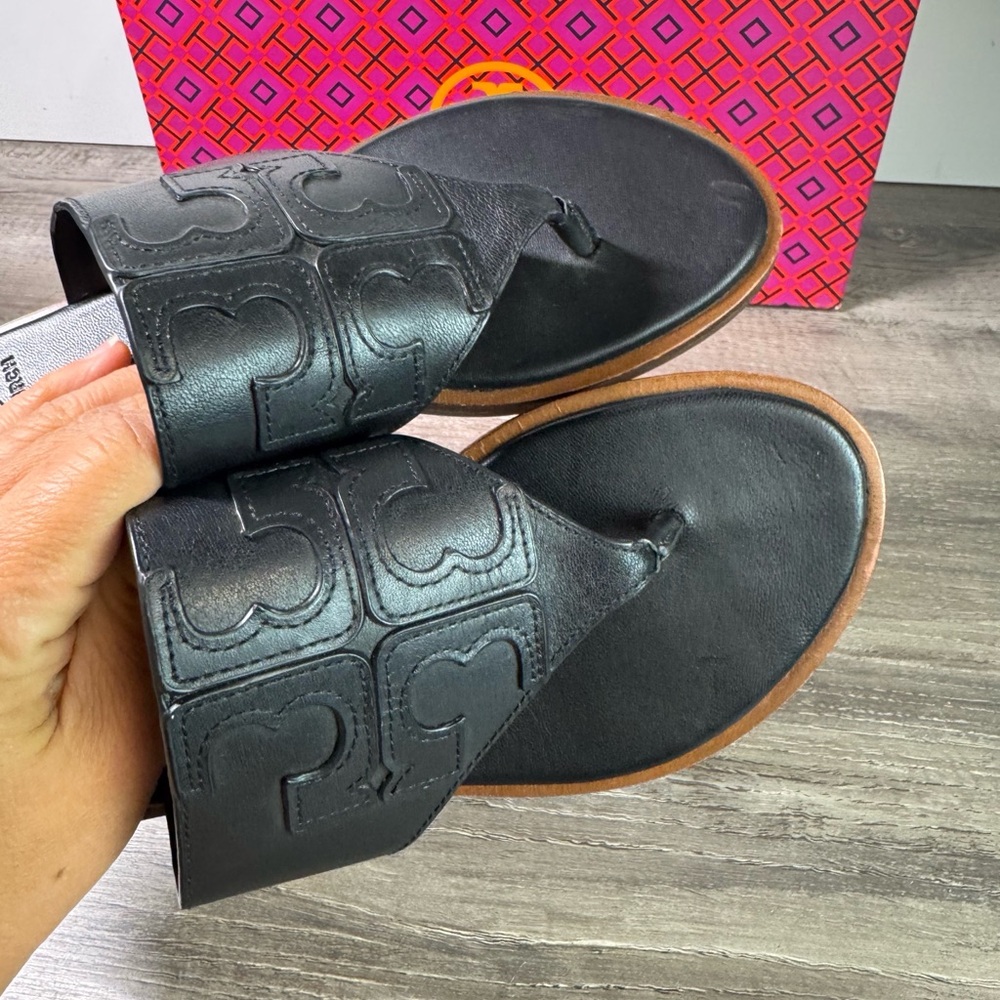 Tory Burch Jaime Full Calf Leather Black Sandals size 5.5 IMMACULATE - Picture 4 of 7